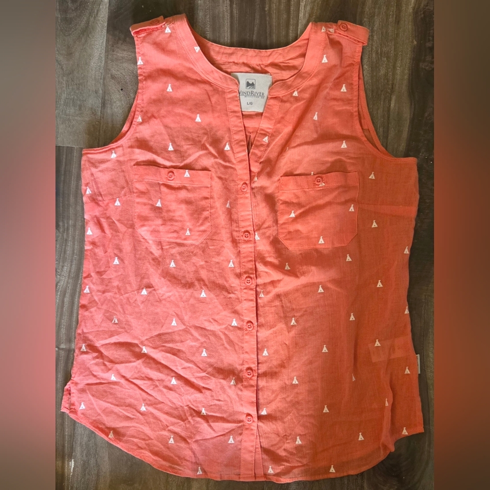 Pink Sleeveless Button Down Shirt with Mandarin Collar